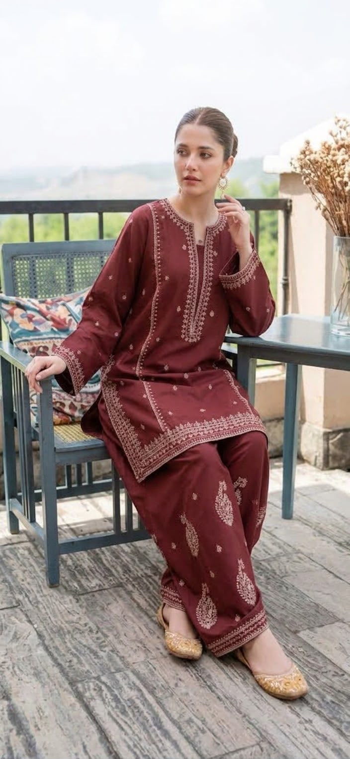 Dhanak Embroidered 2-Piece-ZQ-2027